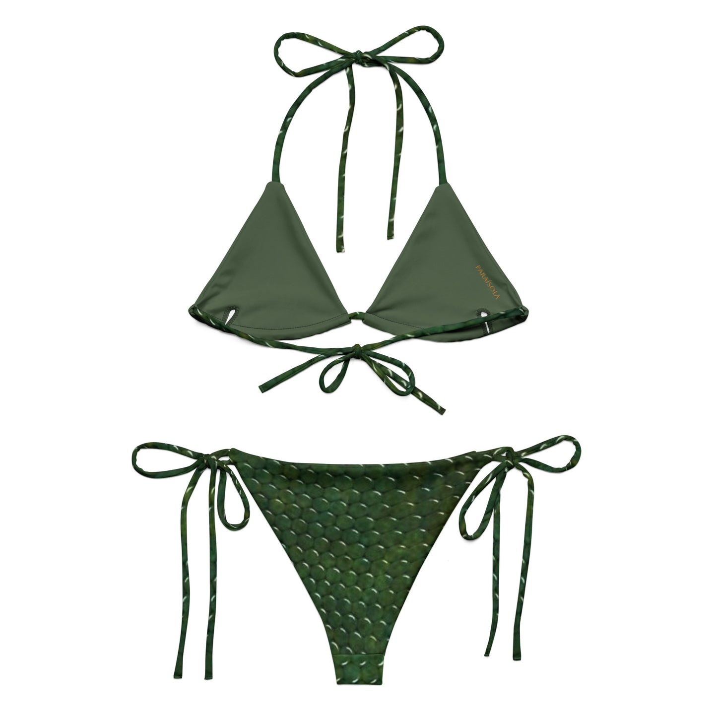 Tie-front-and-tie-side bikini-tropical-green