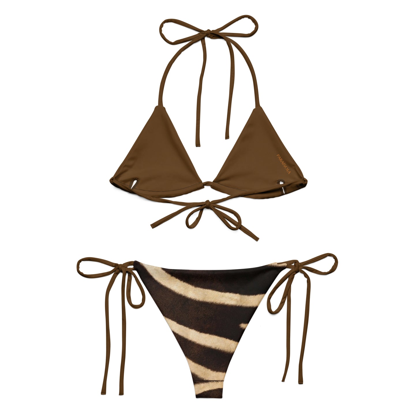 Tie-front-and-tie-side bikini-tropical-brown-beige-zebra