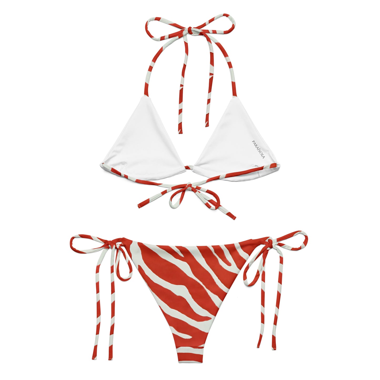 Tie-front-and-tie-side bikini-tropical-tiger-white-red