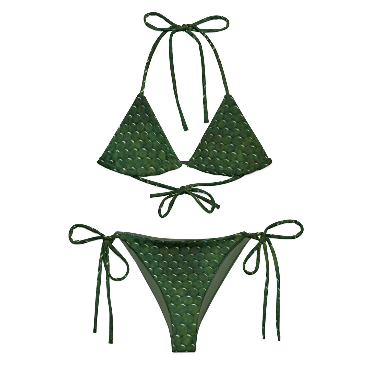 Tie-front-and-tie-side bikini-tropical-green