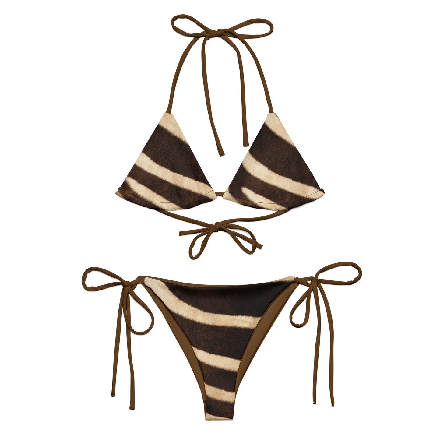 Tie-front-and-tie-side bikini-tropical-brown-beige-zebra