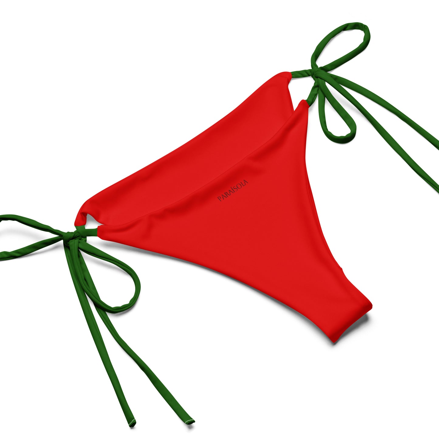 Tie-front-and-tie-side bikini-tropical-green-red