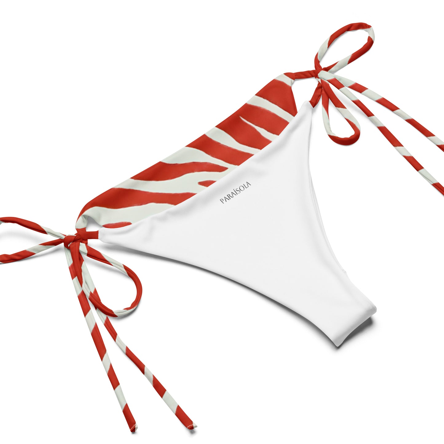 Tie-front-and-tie-side bikini-tropical-tiger-white-red