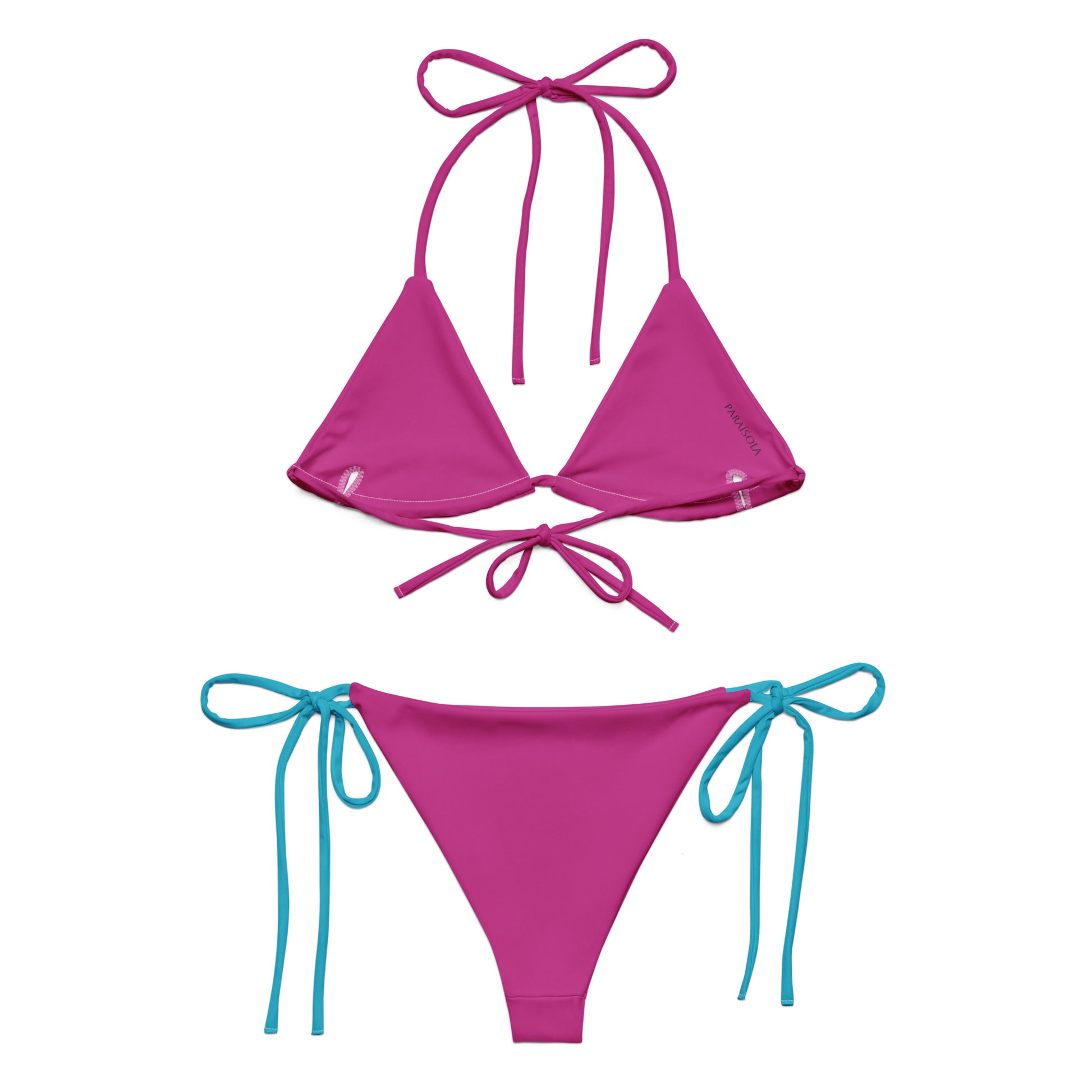 Tie-front-and-tie-side bikini-tropical-hibiscus-blue-purple