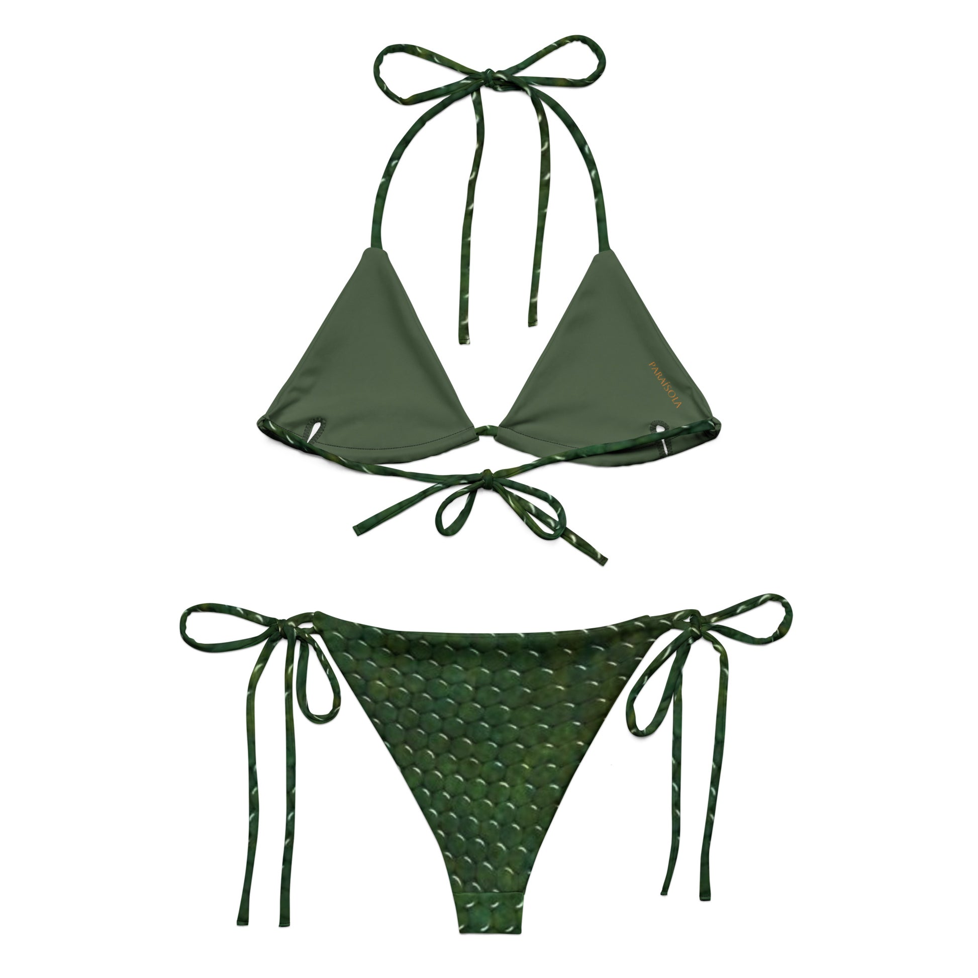 Tie-front-and-tie-side bikini-tropical-green