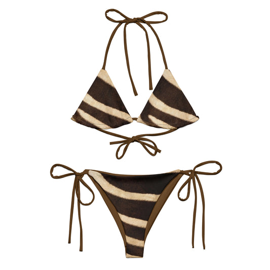 Tie-front-and-tie-side bikini-tropical-brown-beige-zebra
