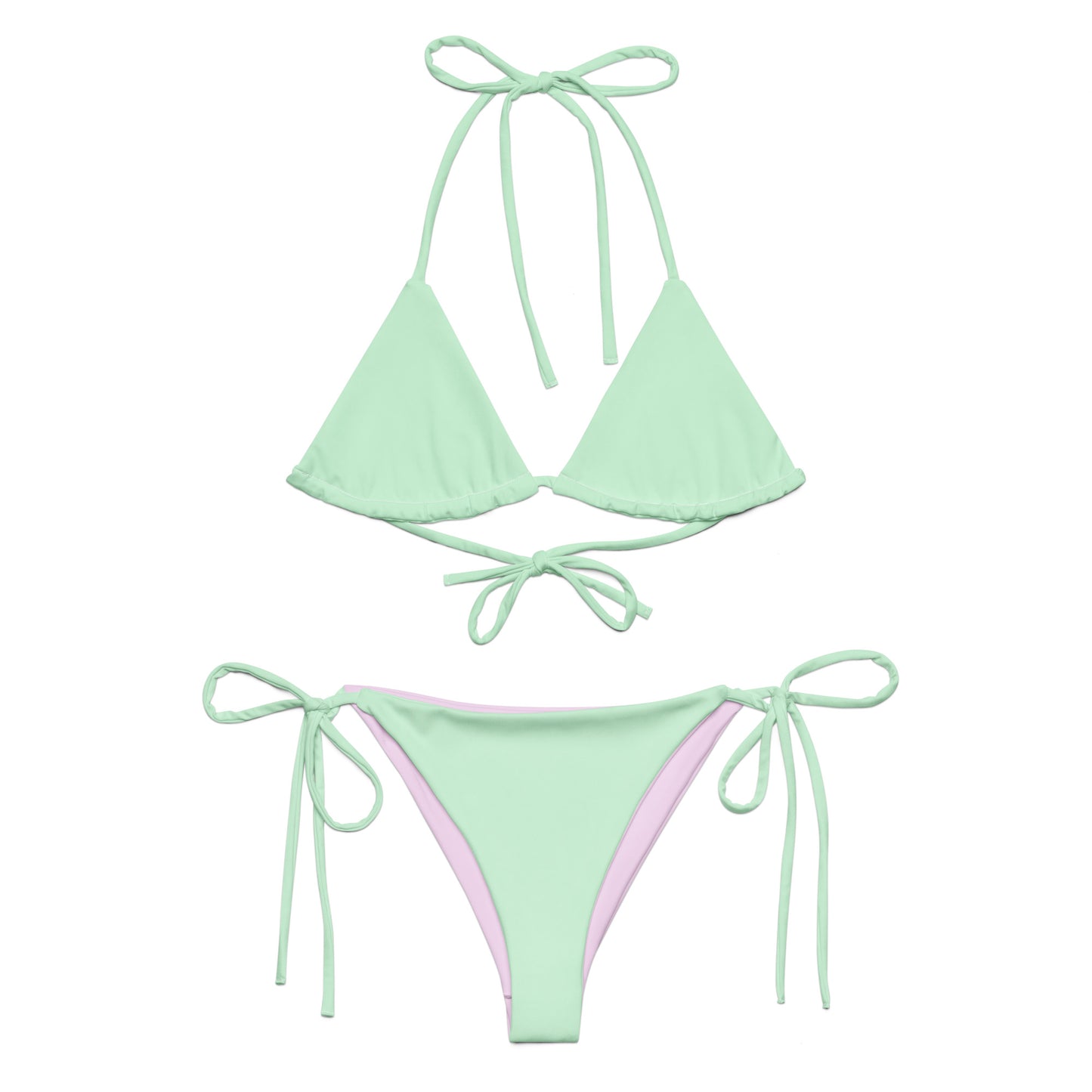 Tie-front-and-tie-side bikini-tropical-turquoise-pink-pastel