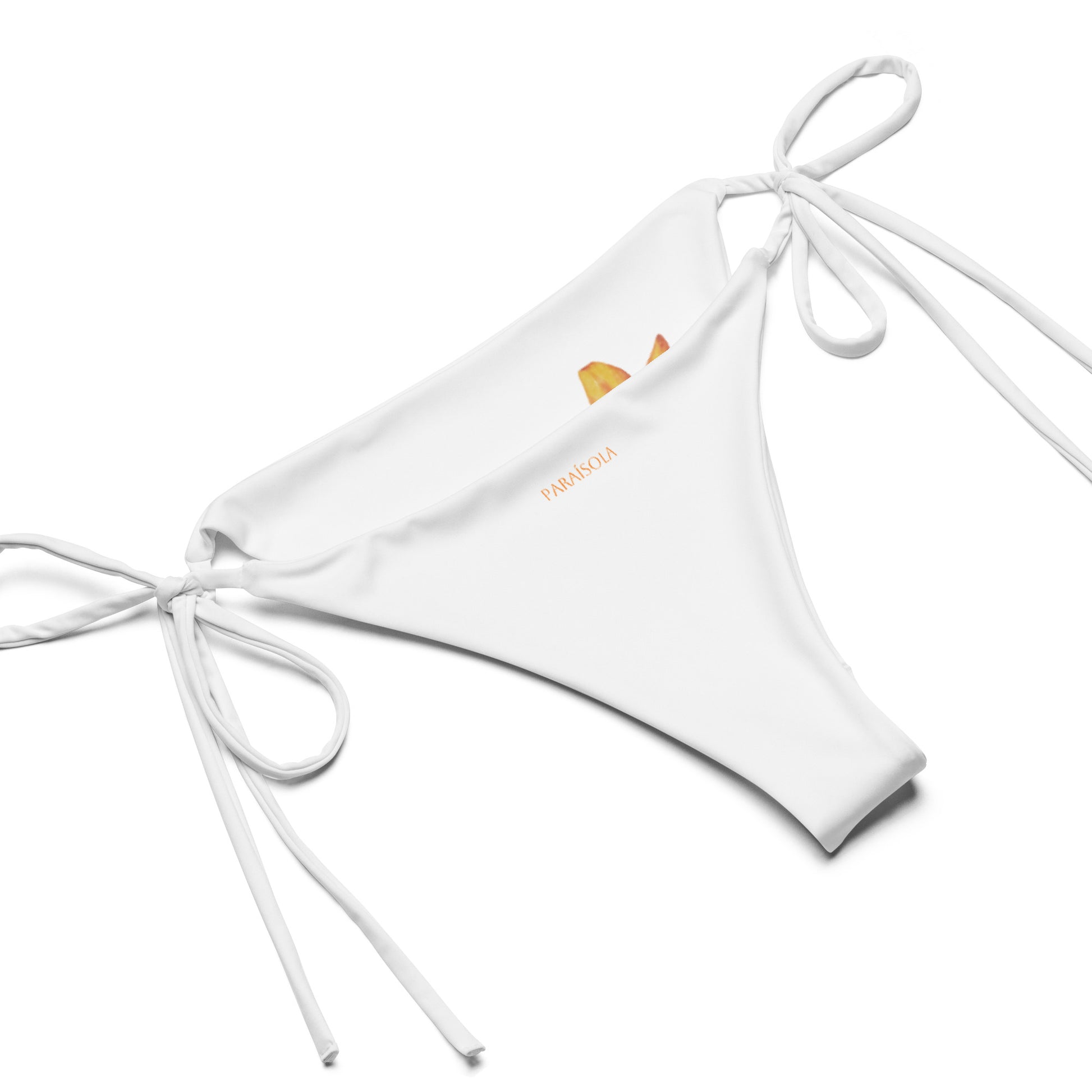 Tie-front-and-tie-side bikini-tropical-white-orange-hibiscus