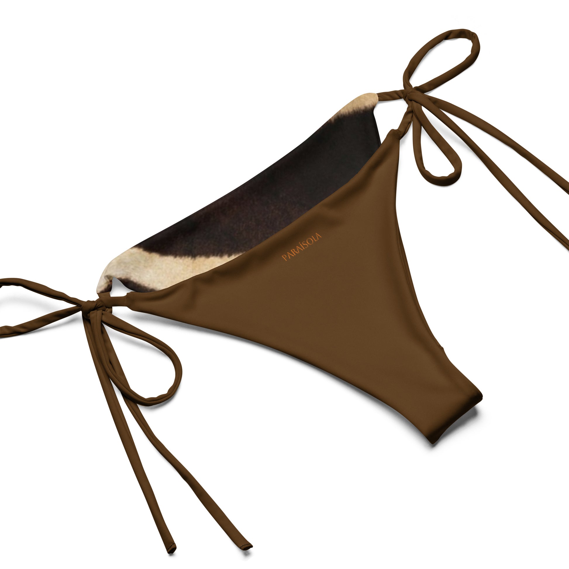 Tie-front-and-tie-side bikini-tropical-brown-beige-zebra