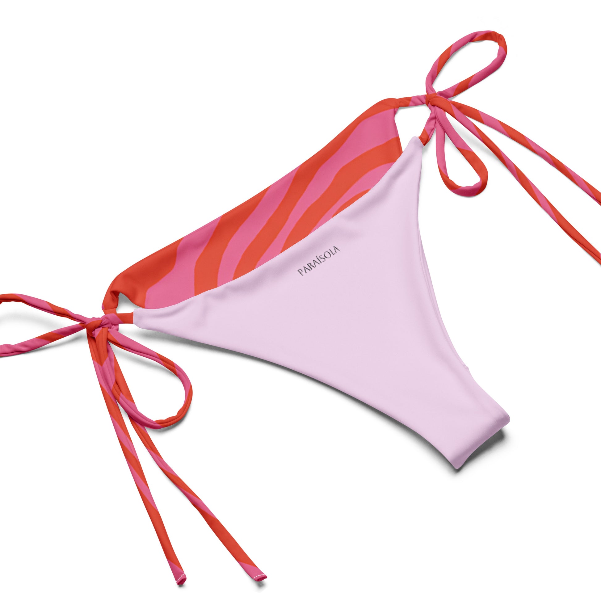 Tie-front-and-tie-side bikini-tropical-orange-pink