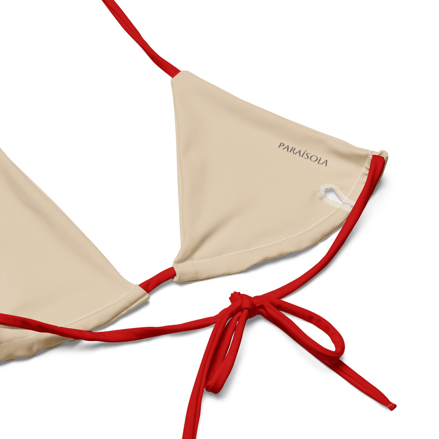 Tie-front-and-tie-side bikini-tropical-beige-red