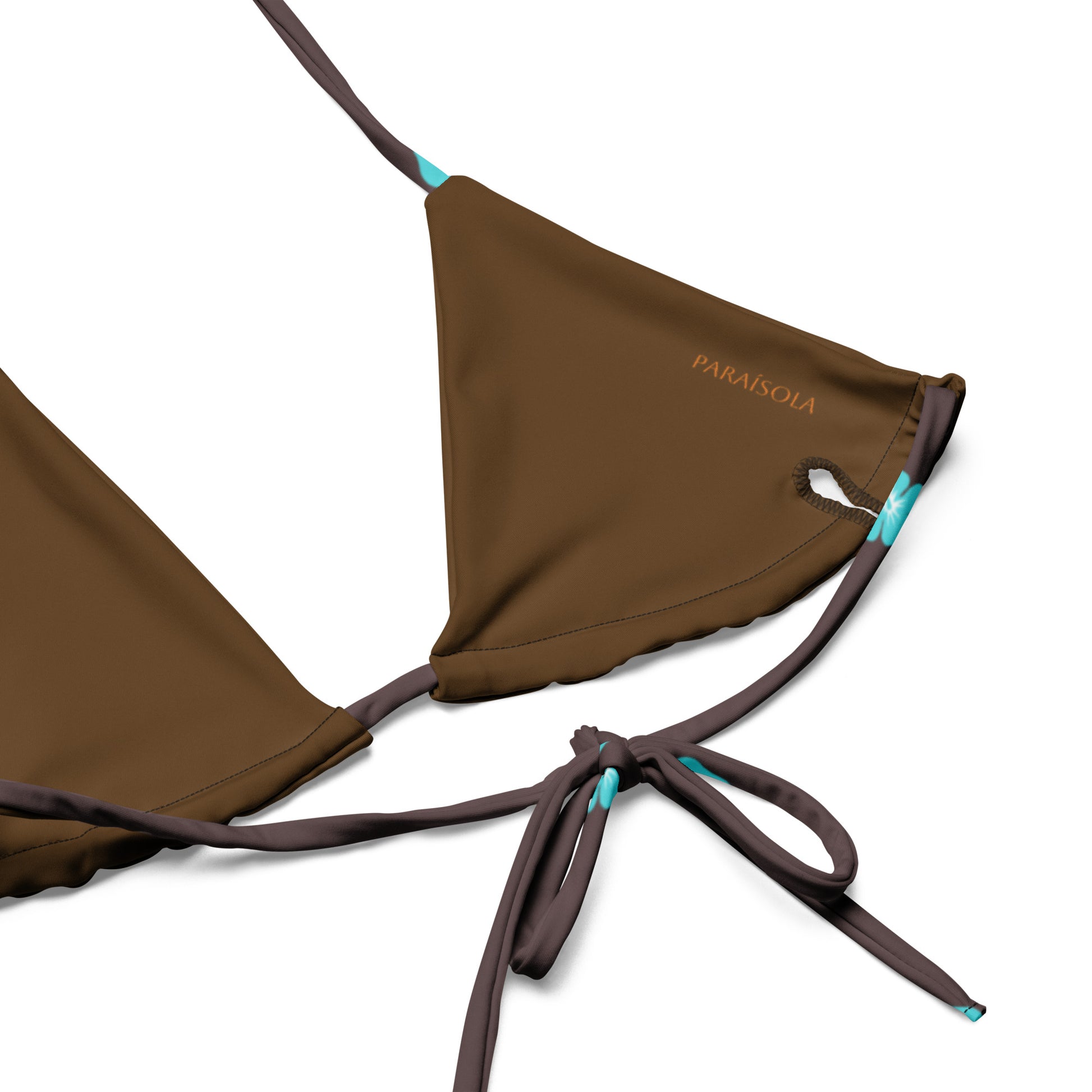 Tie-front-and-tie-side bikini-tropical-turquoise-brown-hibiscus