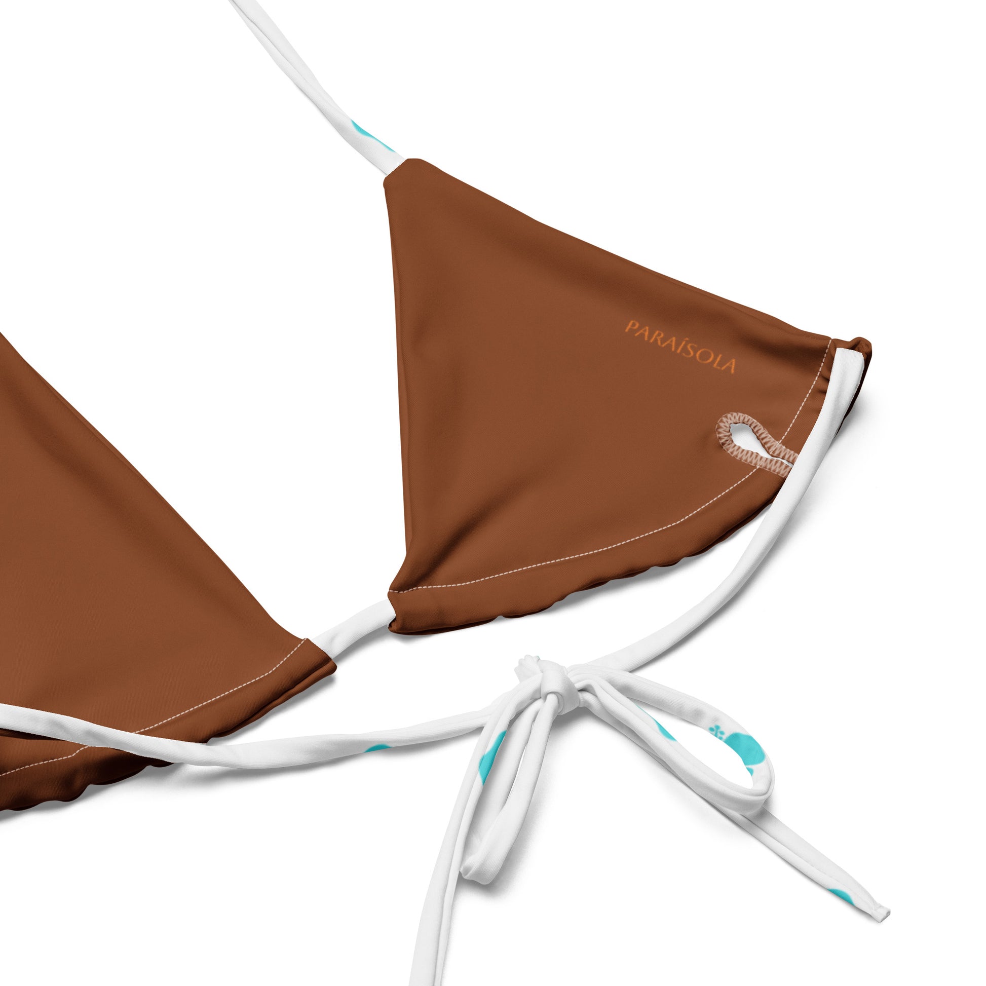 Tie-front-and-tie-side bikini-tropical-turquoise-brown-hibiscus