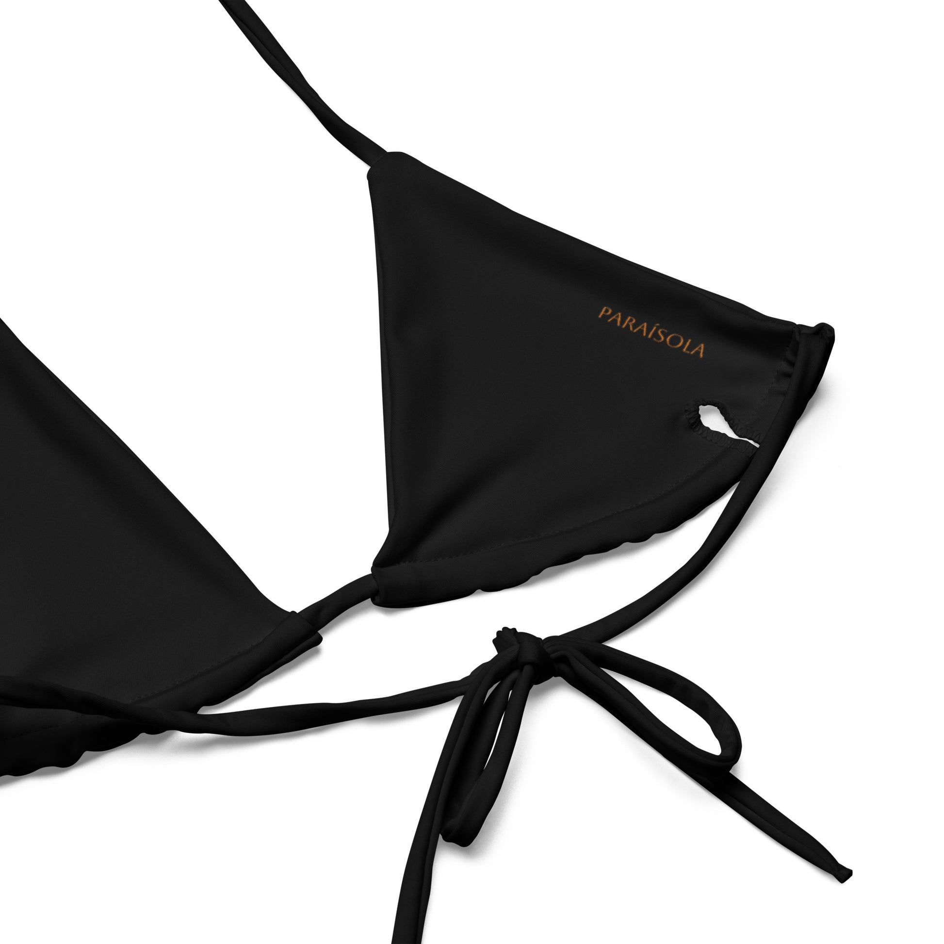Tie-front-and-tie-side bikini-tropical-black-purple-hibiscus